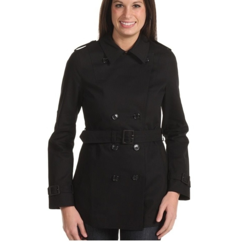 Fred Perry Amy Winehouse Trench Coat Size Uk 12 Us 8 M Black Double Breasted New